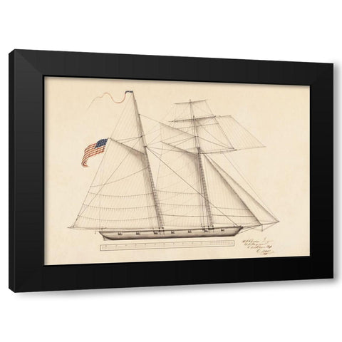 Scooner Lynx Black Modern Wood Framed Art Print with Double Matting by Anonymous
