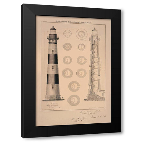 Bodys Island Light House Black Modern Wood Framed Art Print by Anonymous