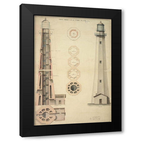 Tybee Island Light House Black Modern Wood Framed Art Print by Anonymous