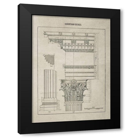 Corinthian Column Details  Black Modern Wood Framed Art Print by Anonymous