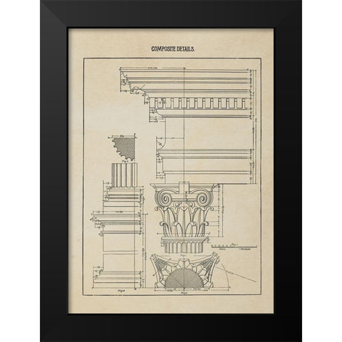 Composite Column Details  Black Modern Wood Framed Art Print by Anonymous