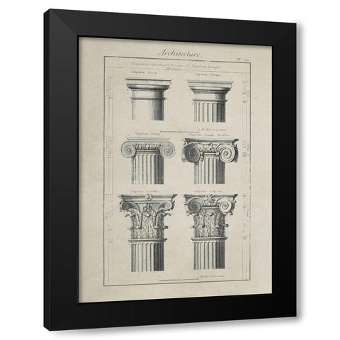Greek Column Comparisons Black Modern Wood Framed Art Print with Double Matting by Anonymous