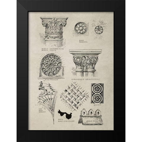 Glossary of Architectural Details Black Modern Wood Framed Art Print by Anonymous