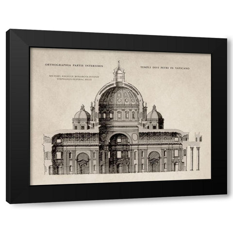 San Pietro by Michelangelo, Sepia Black Modern Wood Framed Art Print by Michelangelo