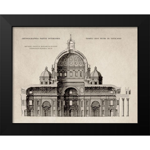 San Pietro by Michelangelo, Sepia Black Modern Wood Framed Art Print by Michelangelo