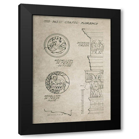 Italian Renaissance Architectural Section Chart Ia Black Modern Wood Framed Art Print by Anonymous