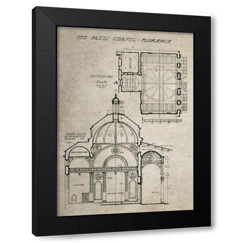 Italian Renaissance Architectural Section Chart Ib Black Modern Wood Framed Art Print by Anonymous