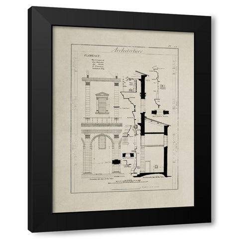 Italian Renaissance Architectural Section Chart III. Black Modern Wood Framed Art Print by Anonymous