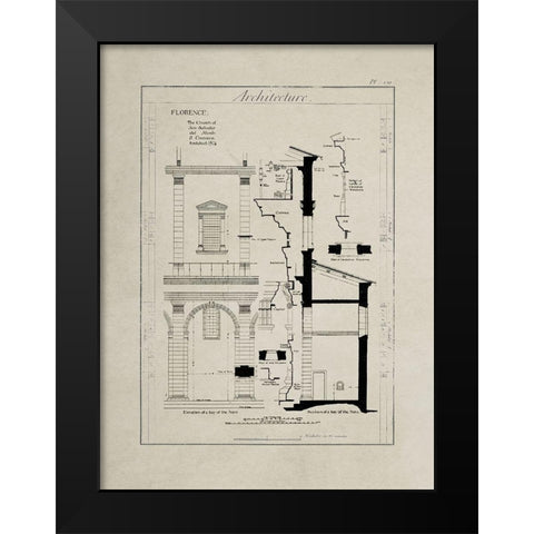 Italian Renaissance Architectural Section Chart III. Black Modern Wood Framed Art Print by Anonymous