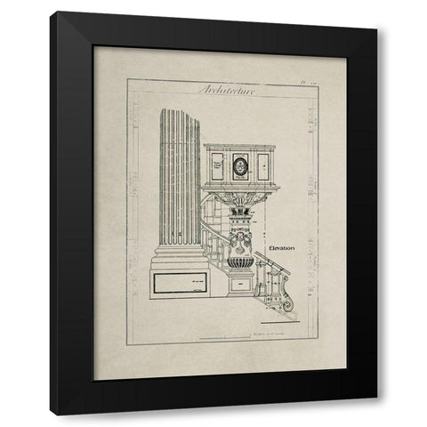 Italian Renaissance Architectural Detail Black Modern Wood Framed Art Print with Double Matting by Anonymous
