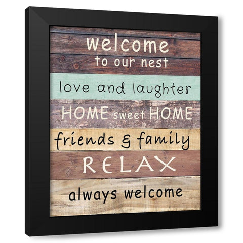 Welcome to Our Nest Black Modern Wood Framed Art Print by Inuit