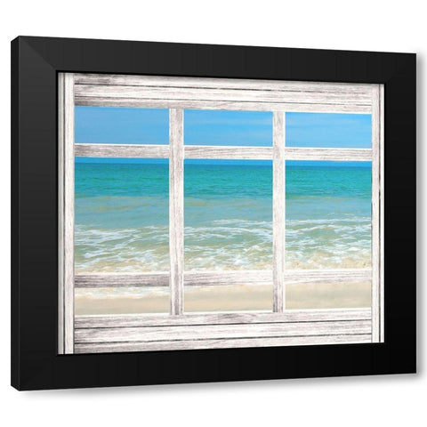 Vintage Ocean Window  Black Modern Wood Framed Art Print with Double Matting by Anonymous