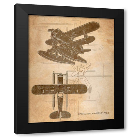 Hydro Plane I. Black Modern Wood Framed Art Print by Anonymous