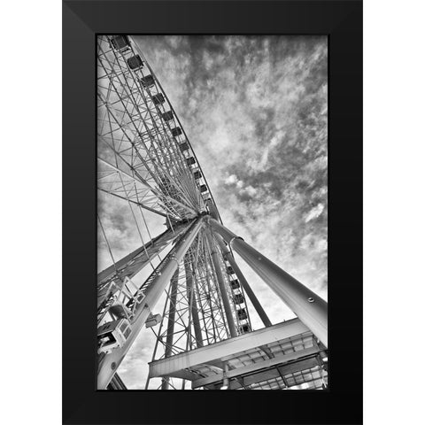 Ferris Wheel Black Modern Wood Framed Art Print by Anonymous