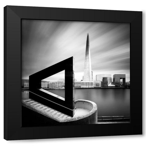 The Shard From Across the Thames Black Modern Wood Framed Art Print with Double Matting by Marekkijevsky