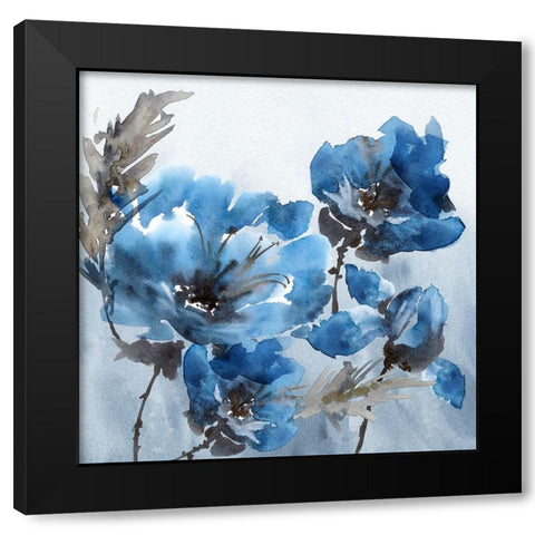 Watercolor Peony Black Modern Wood Framed Art Print by Tarakanova, Olga