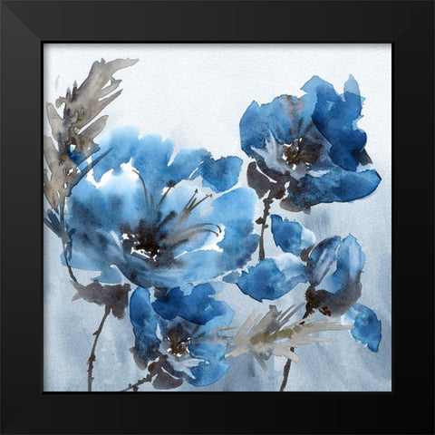 Watercolor Peony Black Modern Wood Framed Art Print by Tarakanova, Olga