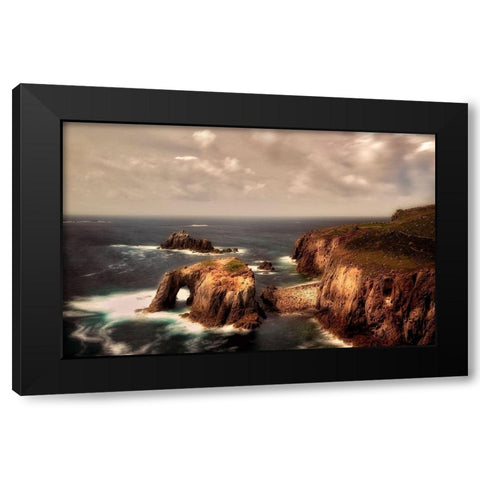 Enysdodman Arch. or Lands End Arch. Cornwall,Â England Black Modern Wood Framed Art Print by Frates, Dennis