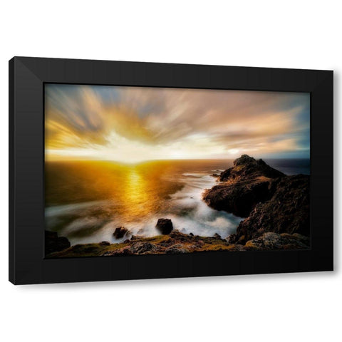 Sunset over Gurnards Headq. Cornwall, England Black Modern Wood Framed Art Print by Frates, Dennis