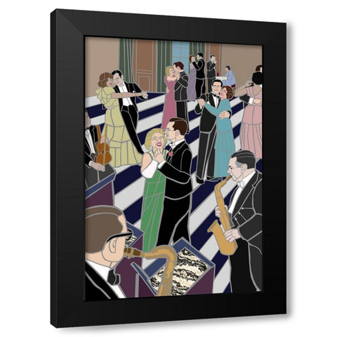 Dance Scene Black Modern Wood Framed Art Print by Mandell, Jonathan