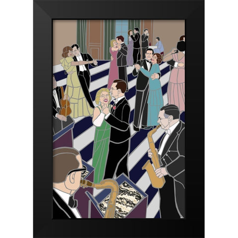 Dance Scene Black Modern Wood Framed Art Print by Mandell, Jonathan