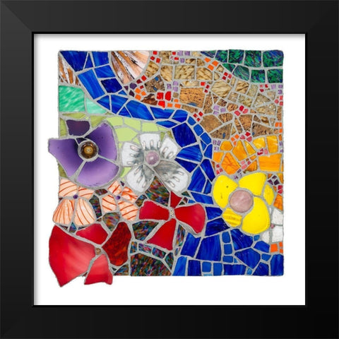 Floral Landscape with Meandering Stream Black Modern Wood Framed Art Print by Mandell, Jonathan