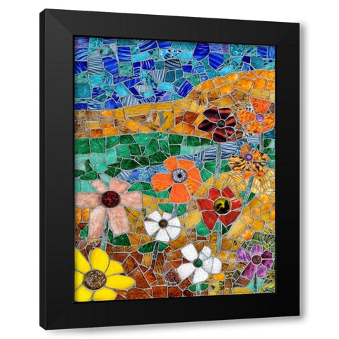 Mountainscape with Flowers II Black Modern Wood Framed Art Print by Mandell, Jonathan