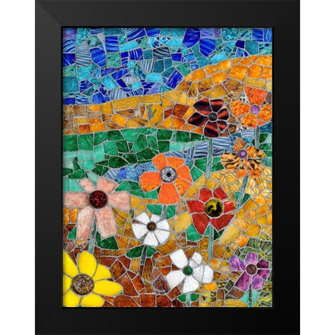 Mountainscape with Flowers II Black Modern Wood Framed Art Print by Mandell, Jonathan