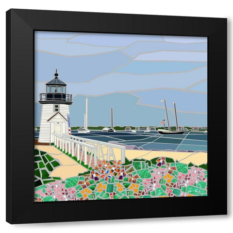 Nantucket Lighthouse Black Modern Wood Framed Art Print with Double Matting by Mandell, Jonathan