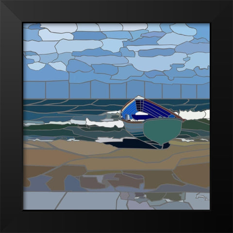 Ventnor City Beach Scene Black Modern Wood Framed Art Print by Mandell, Jonathan