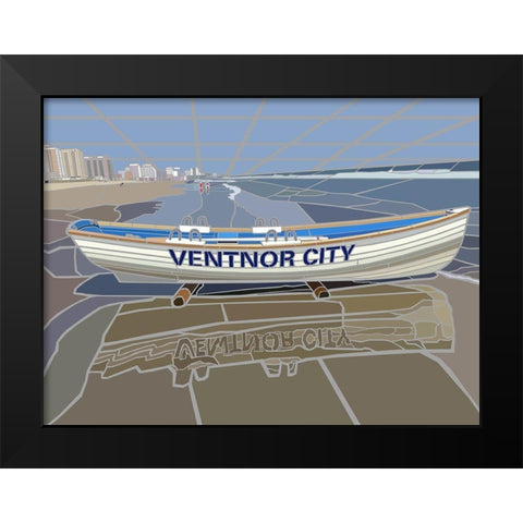 Ventnor City Beach Vista Scene Black Modern Wood Framed Art Print by Mandell, Jonathan