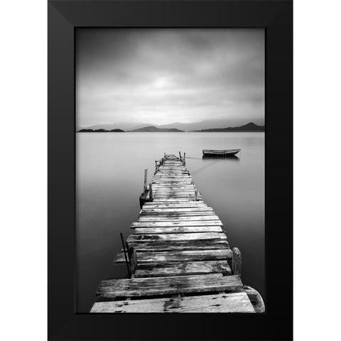 Peaceful Pier Black Modern Wood Framed Art Print by Anonymous