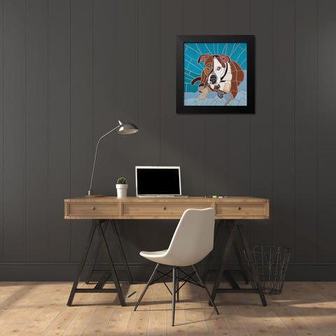 Pit Bull Portrait I Black Modern Wood Framed Art Print by Mandell, Jonathan