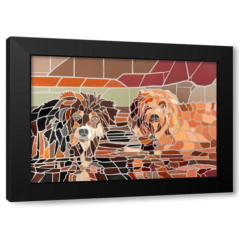 Two Dogs in Water Black Modern Wood Framed Art Print by Mandell, Jonathan