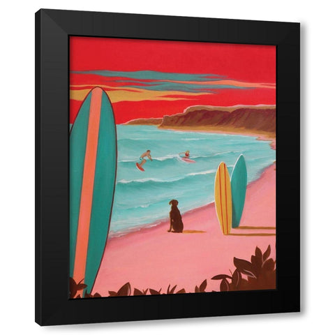 Ditch Plains Surf Black Modern Wood Framed Art Print by Saxe, Carol