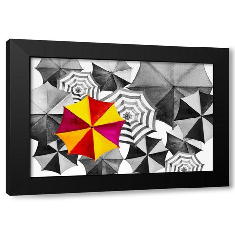 Watercolor Umbrella Painting Black Modern Wood Framed Art Print by Kongchan, Tanom