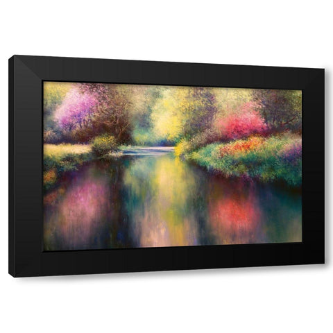 Spring Meadow with Creek Black Modern Wood Framed Art Print by Rossi, Giorgio