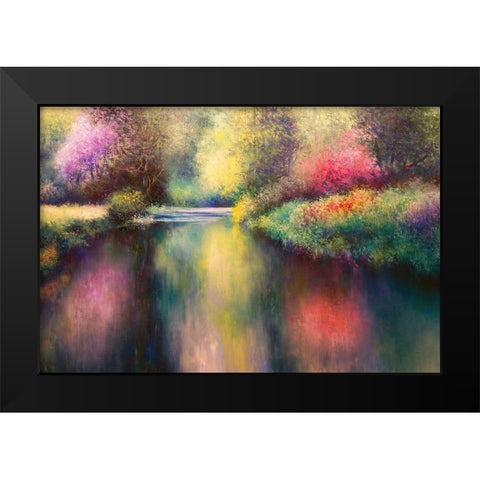 Spring Meadow with Creek Black Modern Wood Framed Art Print by Rossi, Giorgio