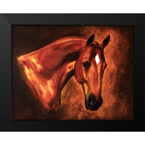 Chestnut Stallion Black Modern Wood Framed Art Print by Anonymous