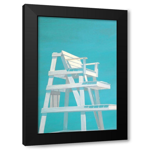 Life Guard Stand (turquoise) Black Modern Wood Framed Art Print with Double Matting by Saxe, Carol