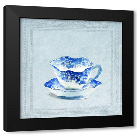 Vintaged Pattern Tea Cup Black Modern Wood Framed Art Print with Double Matting by Dolzhenko, Anna