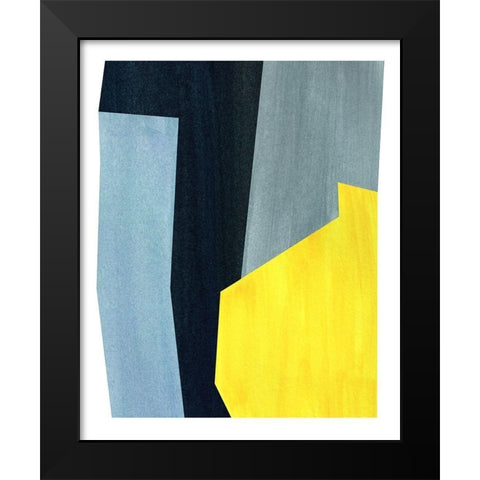Yellow and Grey Abstract Black Modern Wood Framed Art Print by Inuit