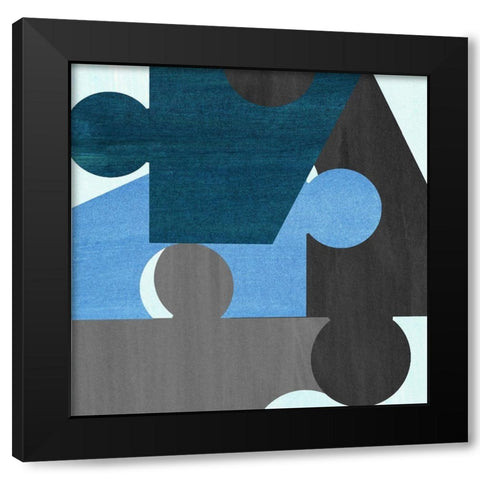 Blue Gray Pattern Black Modern Wood Framed Art Print with Double Matting by Inuit