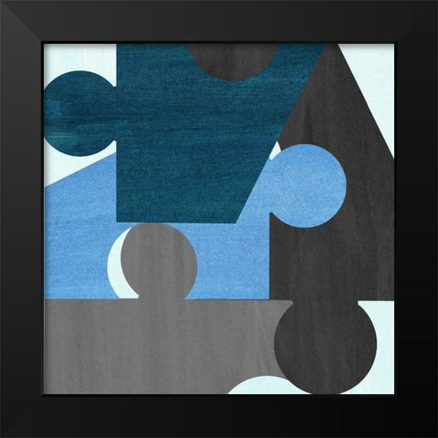 Blue Gray Pattern Black Modern Wood Framed Art Print by Inuit