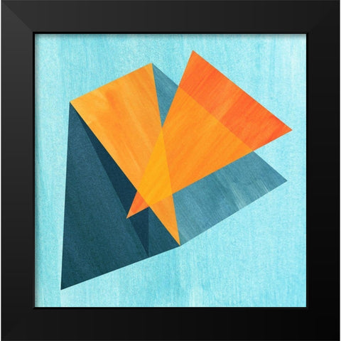 Triangle Folds Black Modern Wood Framed Art Print by Inuit