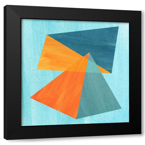 Colorful Triangles Black Modern Wood Framed Art Print with Double Matting by Inuit