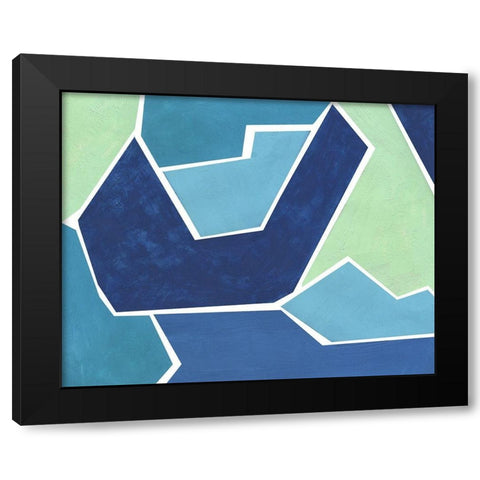 Teal and Blue Jigsaw Black Modern Wood Framed Art Print with Double Matting by Inuit