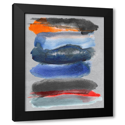 Water Color Brushstrokes 1 Black Modern Wood Framed Art Print with Double Matting by Inuit