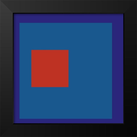 Red Square on Blue Black Modern Wood Framed Art Print by Inuit