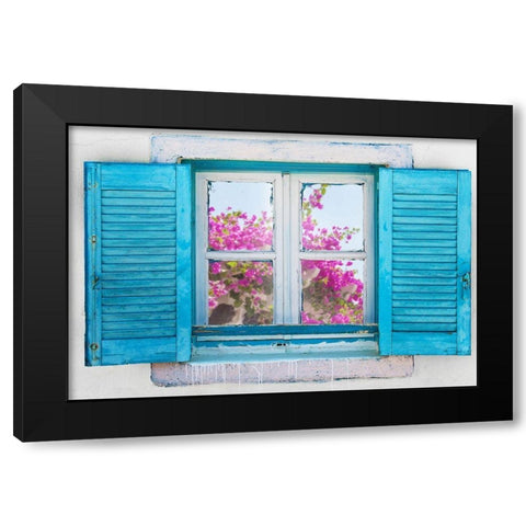 Beautiful Greek Window Black Modern Wood Framed Art Print by Gojda, Lukas